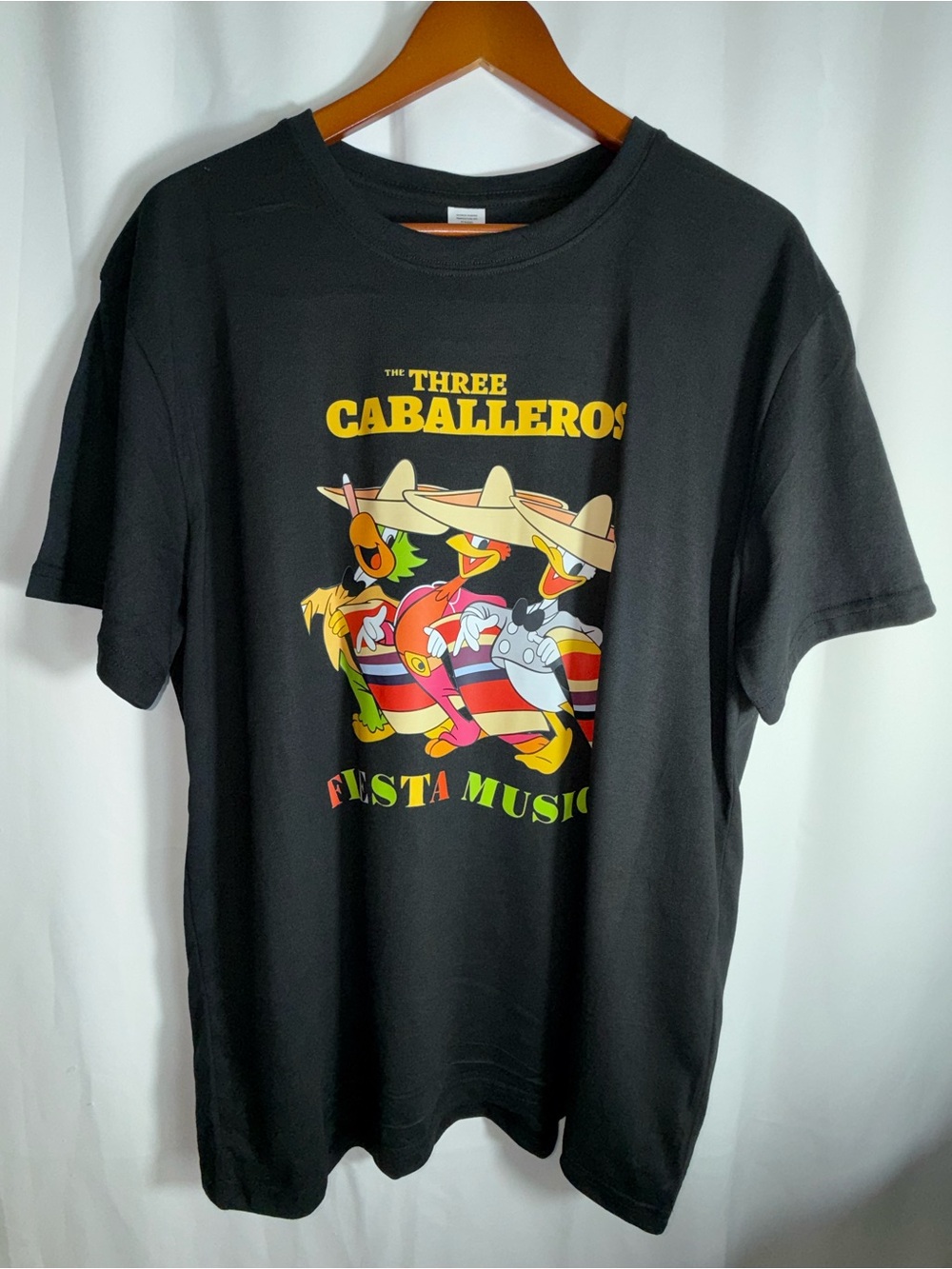 NWOT-The Three Caballeros Men’s XL (42) Black Short Sleeve Graphic Tee - Picture 3 of 5